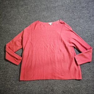 J Jill Sweater Top Women Medium Pink Orange Lace Up Knit Classic Casual Career